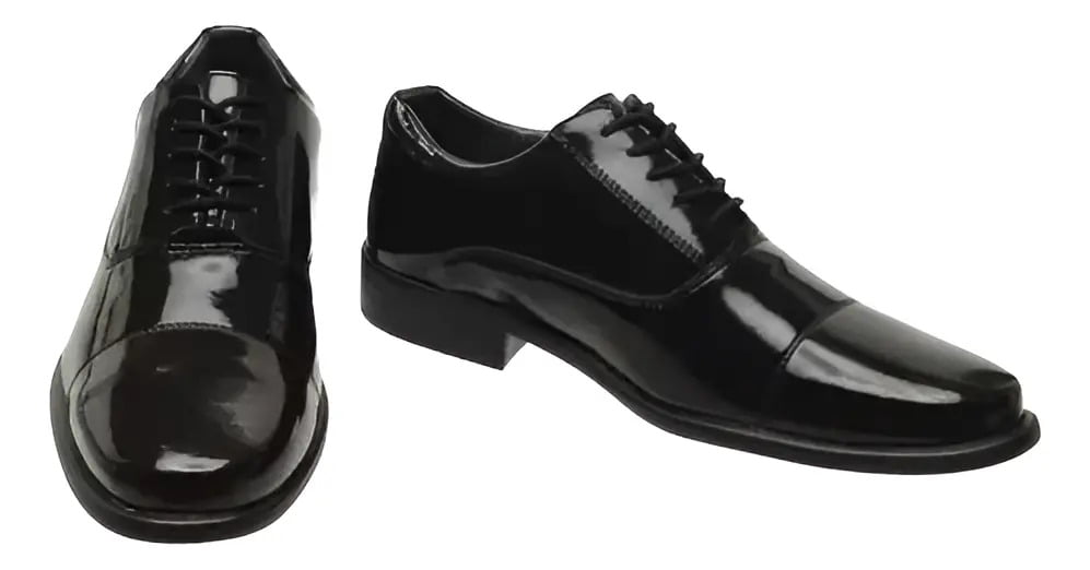 Sapato D FORCE Social Militar Verniz Preto Alto Brilho