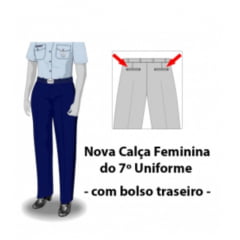 NOVA CALÇA AZUL FEMININA DA AERONÁUTICA (COM BOLSO, SEM BAINHA)