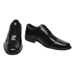 Sapato D FORCE  Social Militar Verniz Preto Alto Brilho