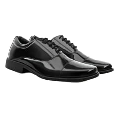Sapato D FORCE Social Militar Verniz Preto Alto Brilho