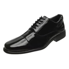 Sapato D FORCE Social Militar Verniz Preto Alto Brilho